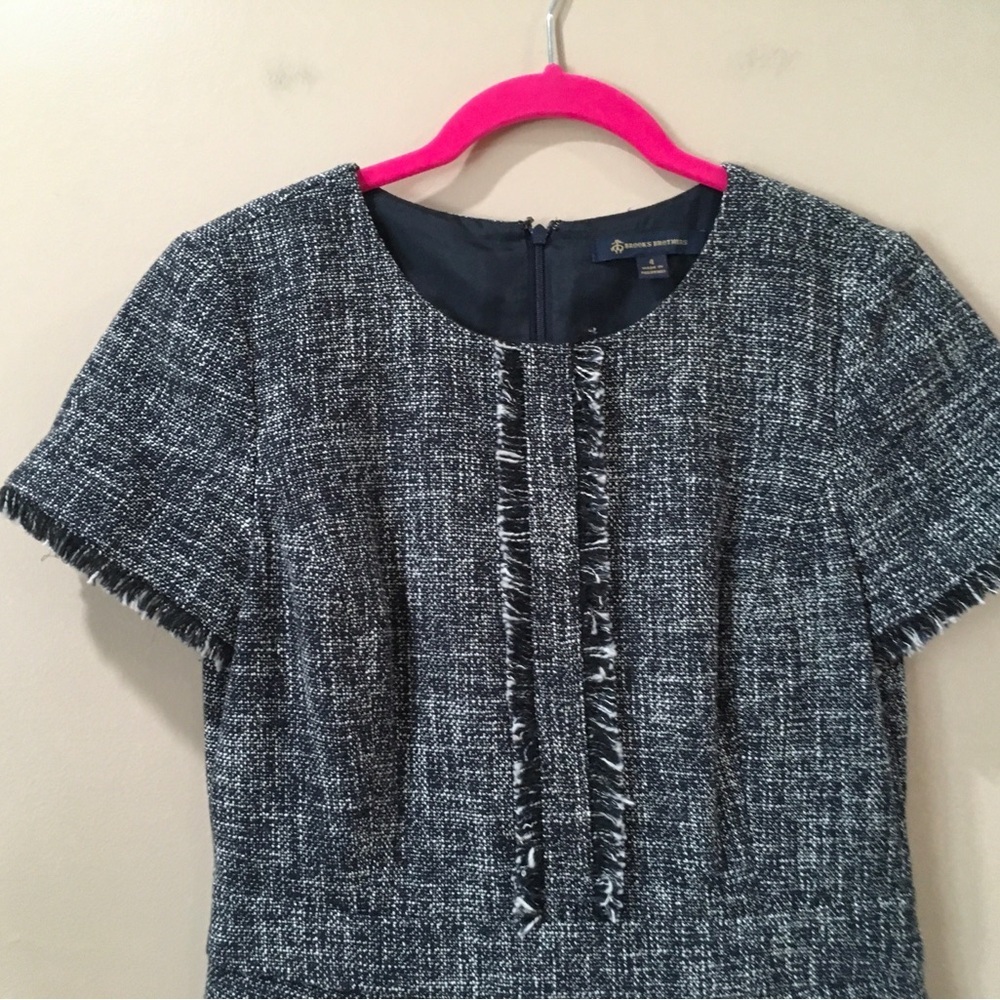 Brooks Brothers Women’s Tweed Sheath Dress Cotton Blend cap Sleeve Size 4 - Picture 4 of 9